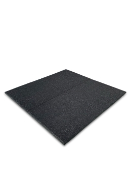 Schwarze Fallschutzmatten 2,5 cm dick für sicheren Untergrund, ideal für Spielplätze, Fitnessstudios und Terrassen.