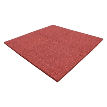 Rote Fallschutzmatten mit einer Dicke von 4 cm, geeignet für den Einsatz in Spielplätzen, Sportanlagen oder anderen Bereichen, in denen eine Stoßdämpfung erforderlich ist. Diese Matten bieten Schutz vor Stürzen und sind wetterbeständig und pflegeleicht